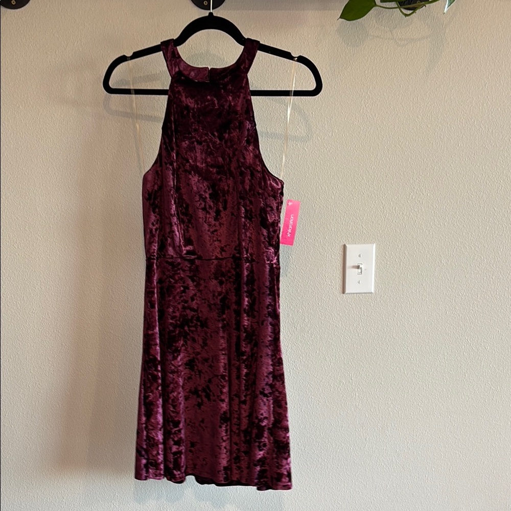 Xhilaration Velvet Mini Dress in Burgundy